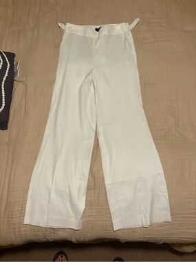 Talbots Cream Wide-Leg Linen Blend Pants 2P